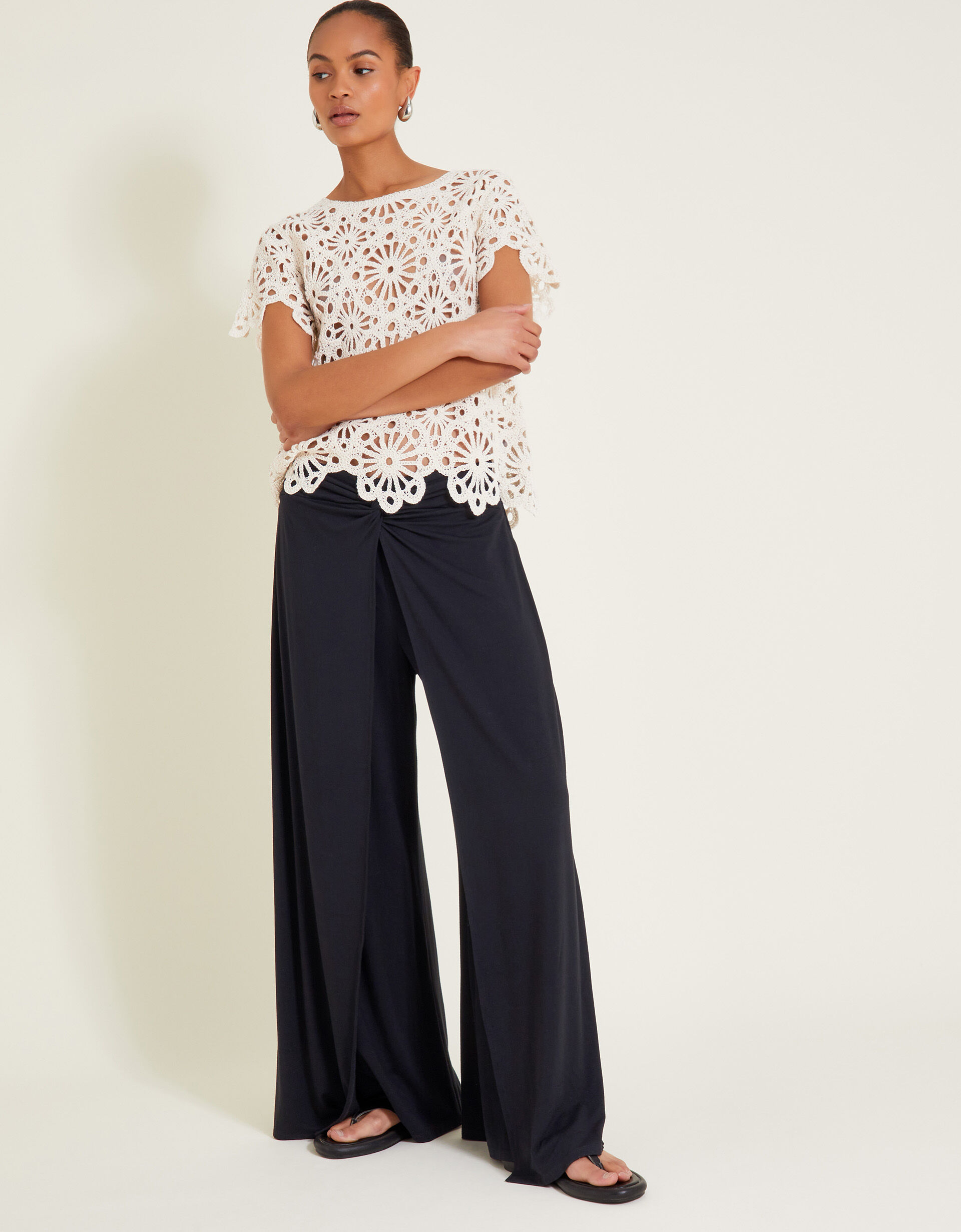 Wanda Wrap Trousers Black Trousers Leggings Monsoon UK