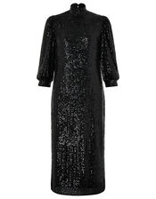Kalila All-Over Sequin Midi Dress, Black (BLACK), large