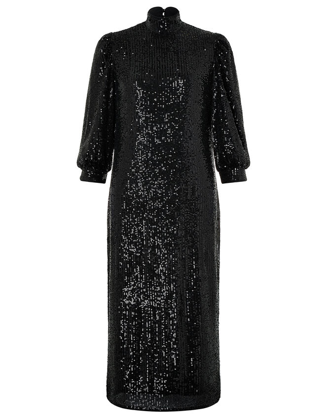 Kalila All-Over Sequin Midi Dress, Black (BLACK), large