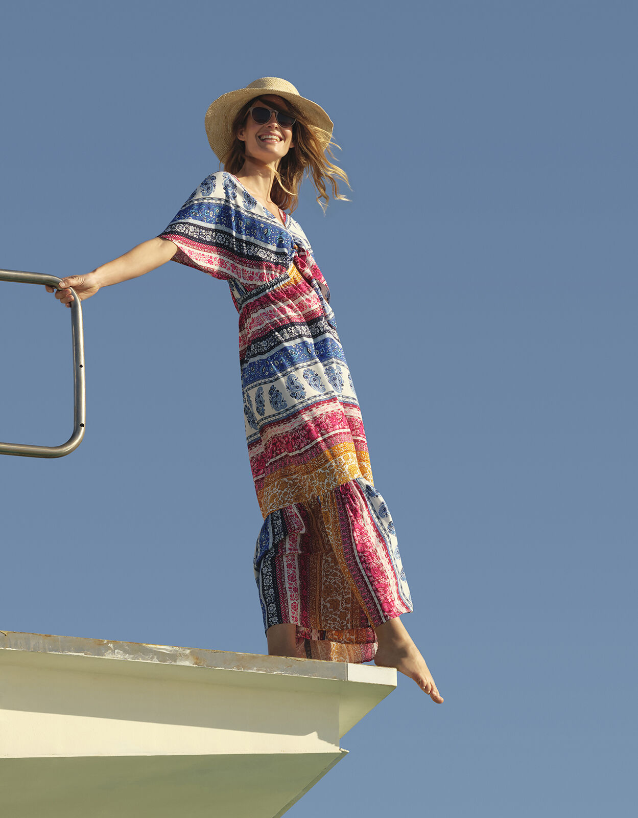 Striped floral maxi best sale dress