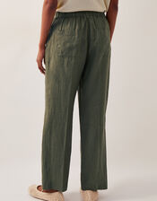 Linen Jolie Short Wide Leg Trousers, Green (KHAKI), large