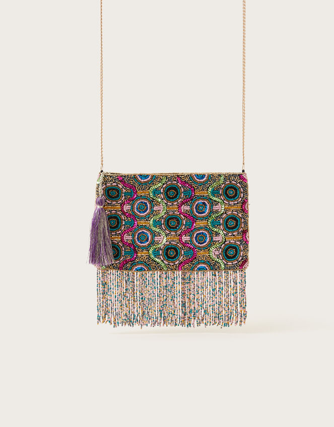 Fringe Hand-Beaded Bag, , large