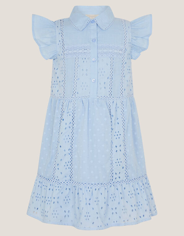 Broderie Shirt Dress, Blue (BLUE), large