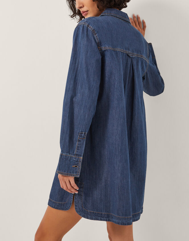 Nara Denim Tunic Shirt Dress, Blue (MID AUTHENTIC BLUE), large