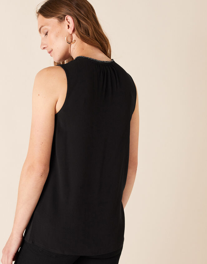 Embellished Neck Tank Top with LENZING™ ECOVERO™, Black (BLACK), large