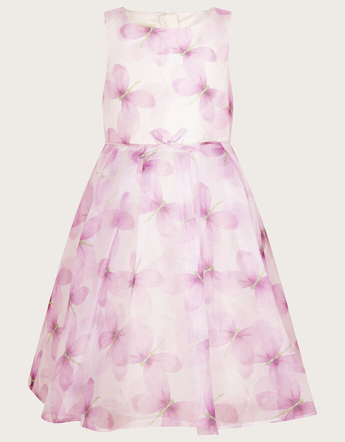 Dragon Fly Embroidered Pink Cotton Dress