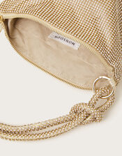 Diamante Chain Knot Handle Bag, , large