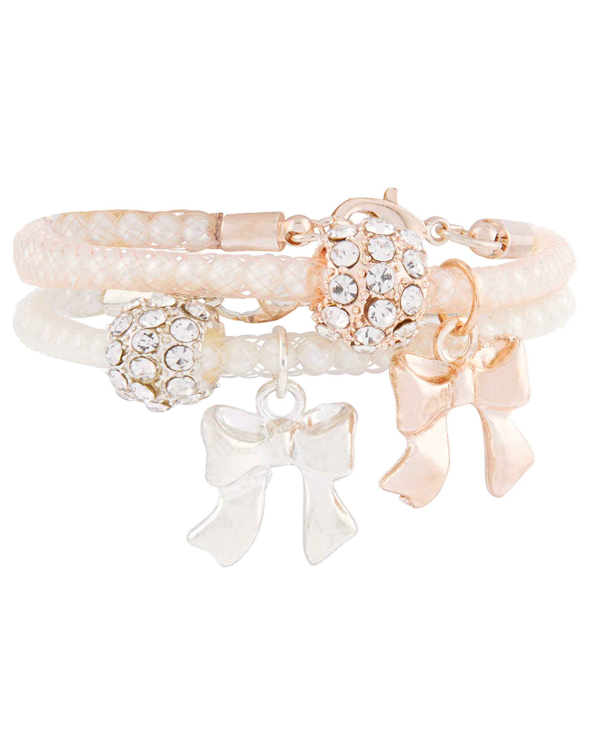 Bow Charm Pearl-Encased Bracelets, , large
