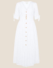 Dolly Schiffli Midi Dress , White (WHITE), large