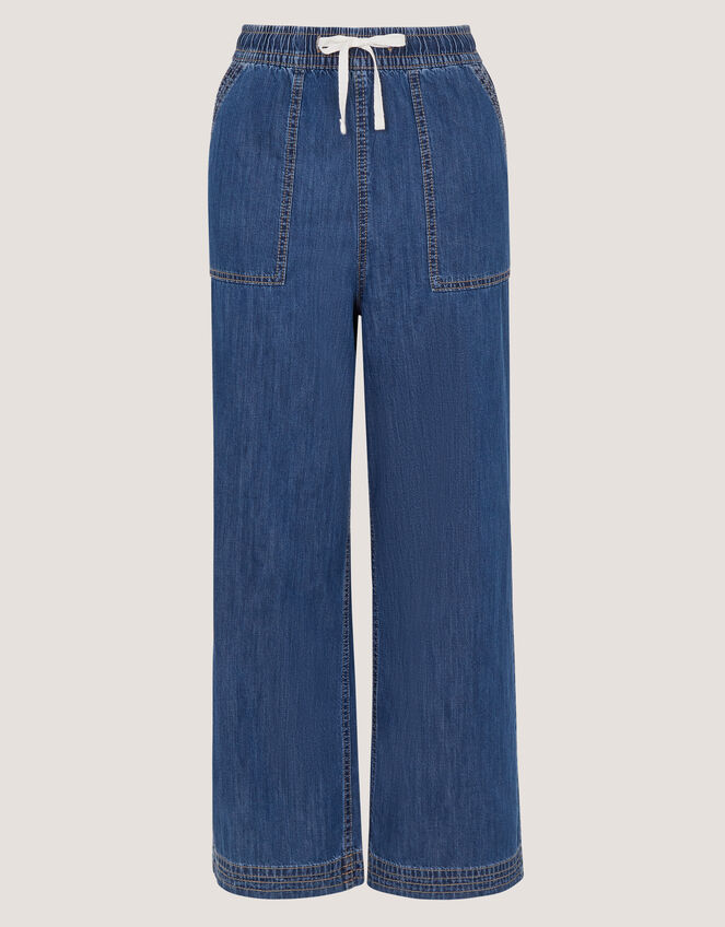Heidi Drawstring Regular Wide Leg Jeans, Blue (MID AUTHENTIC BLUE), large