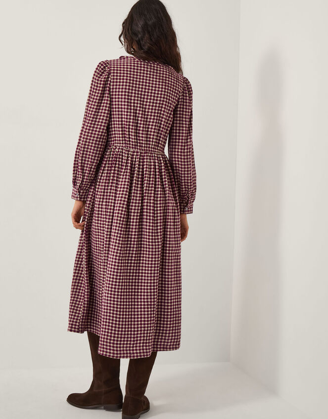 Agatha Tie Front Check Midi Dress Red