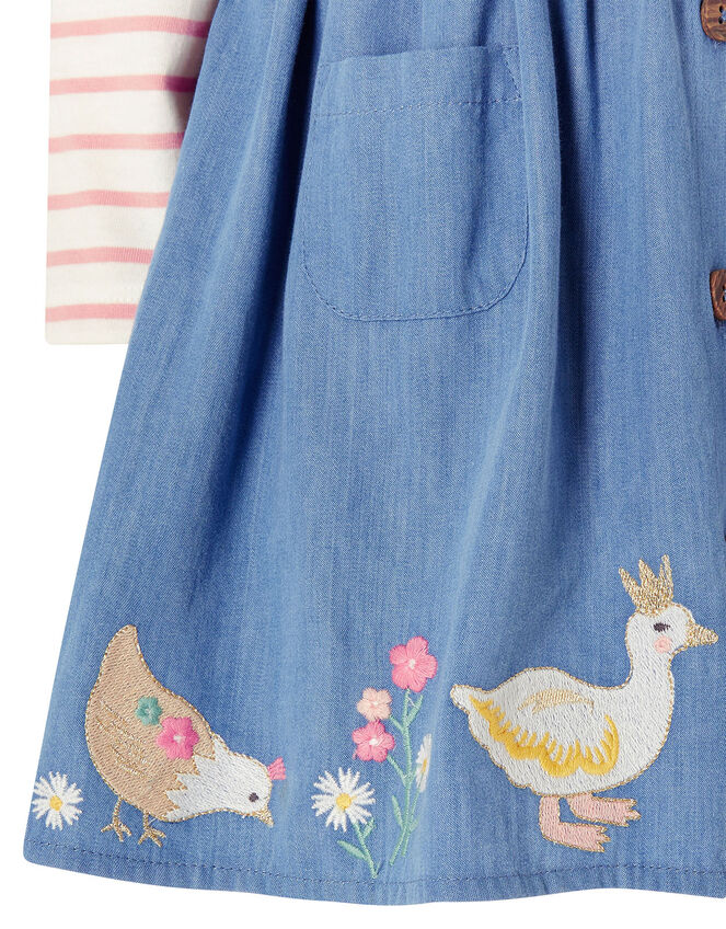 Baby Duck Denim Pinafore Set, Blue (BLUE), large