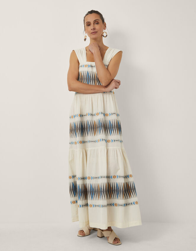 Devotion Twins Elegant Jacquard Maxi Dress, Natural (NATURAL), large
