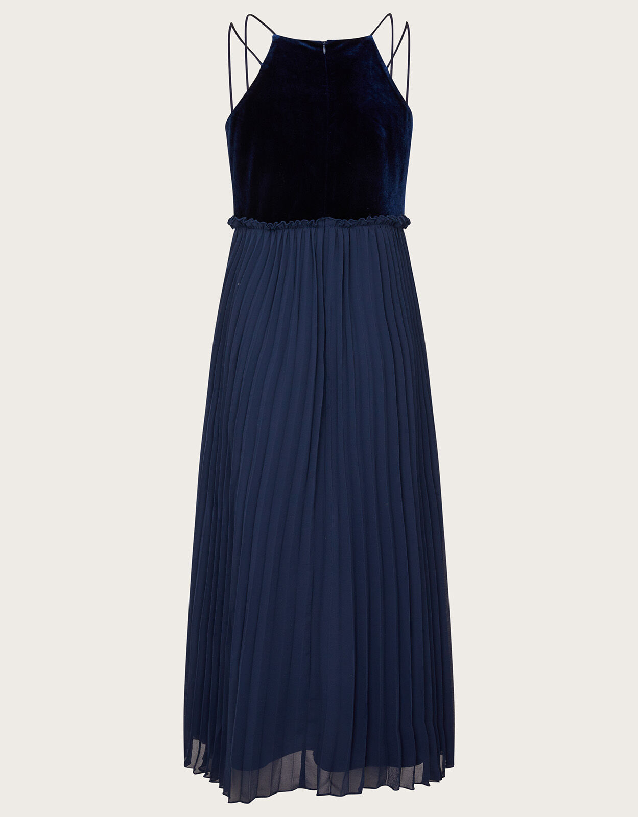 Eloise Velvet Satin Pleated Prom Dress Blue