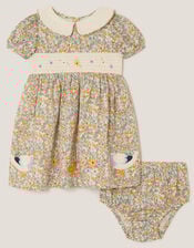 Baby Darcie Duck Smocked Dress & Underwear Set, Yellow (YELLOW), large