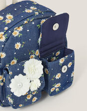 Daisy Denim Embellished Mini Backpack, , large