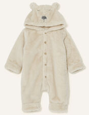 Newborn Bear Soft Pramsuit, Camel (BEIGE), large