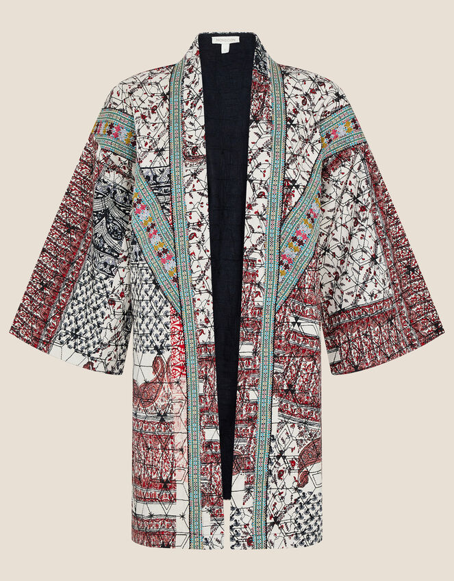 Quinn Printed Longline Jacket, Ivory (IVORY), large