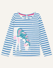 Applique Horse Top, Blue (BLUE), large