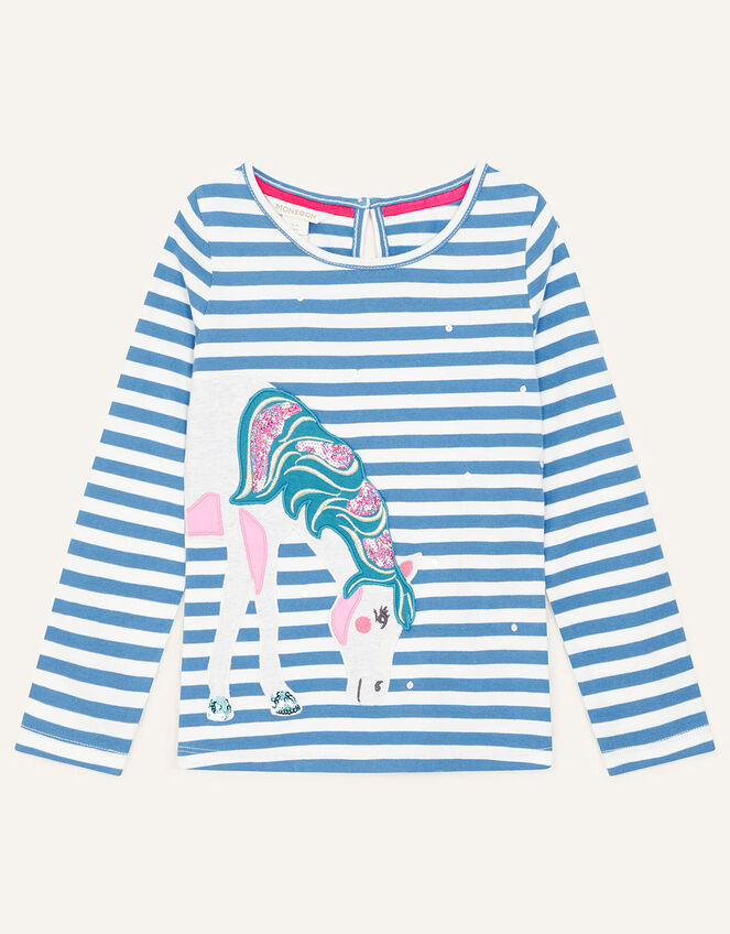 Applique Horse Top, Blue (BLUE), large
