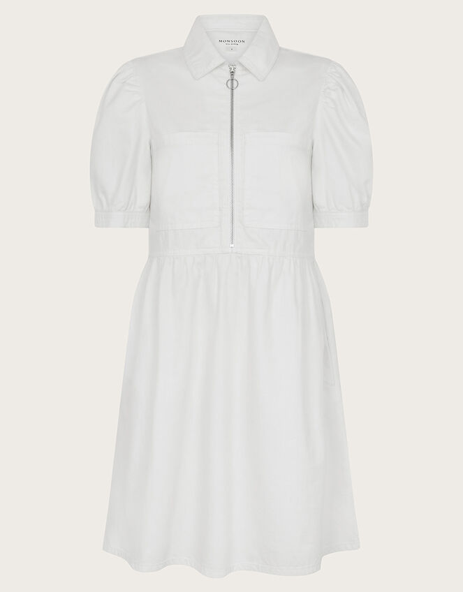 Adeena Denim Mini Dress, Natural (ECRU), large