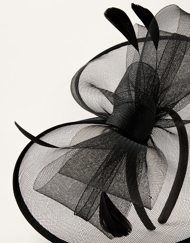 Crin Disc Fascinator Headband, Black (BLACK), large