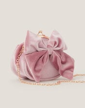 Velvet Bow Clip Frame Bag, Pink (PALE PINK), large
