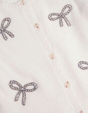 Bow Embellished Cardigan, Ivory (IVORY), large