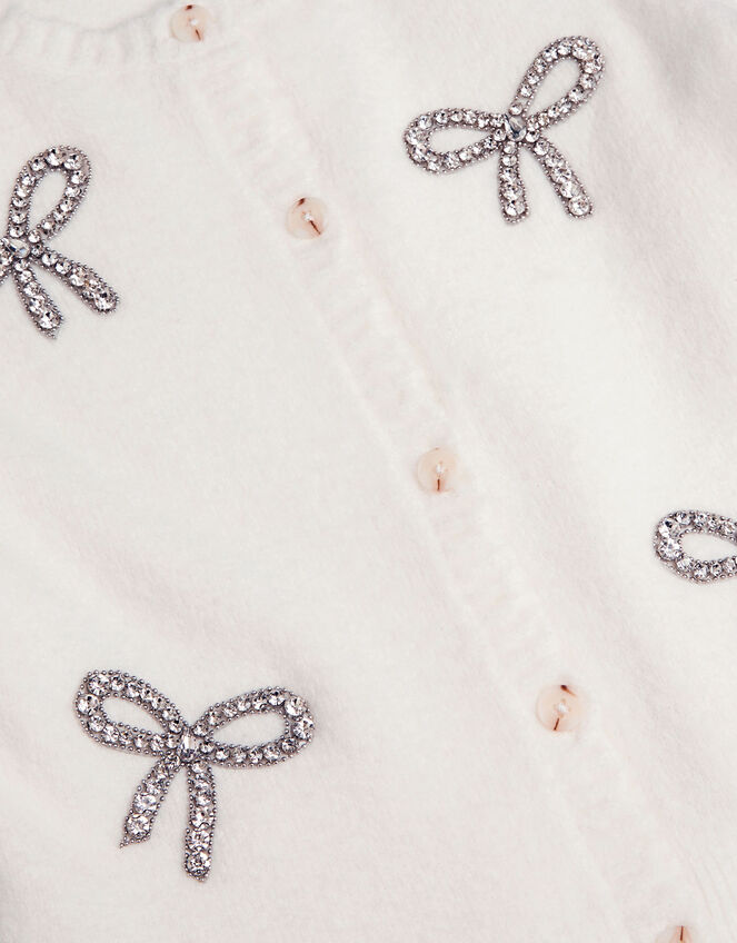 Bow Embellished Cardigan, Ivory (IVORY), large