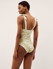 Lillie Leaf Print Stripe Swimsuit, Green (GREEN), large