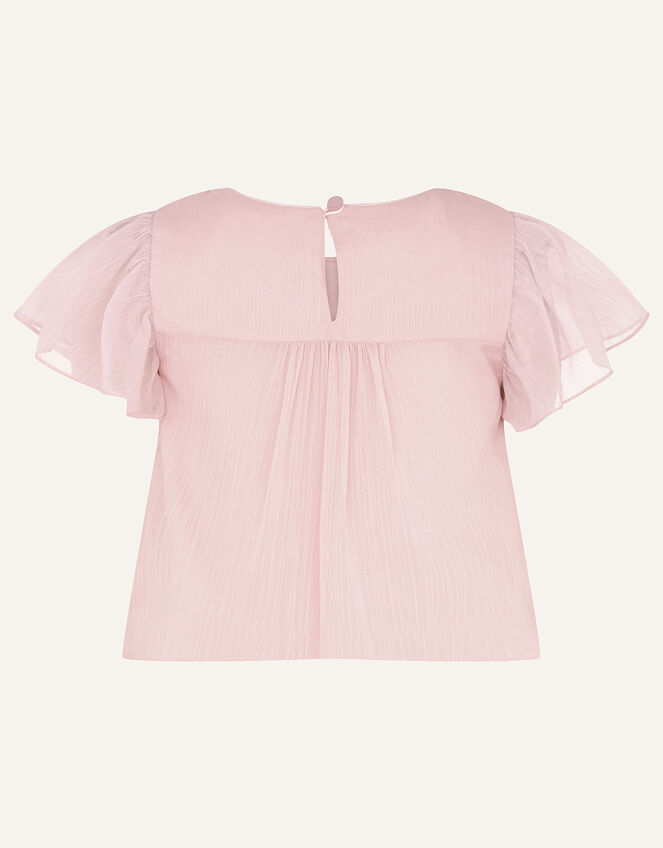Princessa Sequin Yoke Chiffon Top , Pink (DUSKY PINK), large