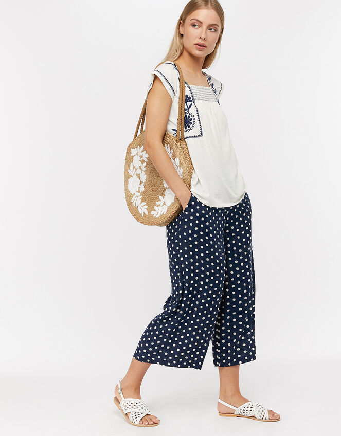 Ester Embroidered Square Neck Top, Ivory (IVORY), large