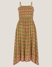 Maddie Floral Print Bandeau Midi Dress, Green (KHAKI), large