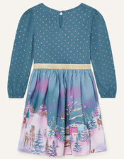 Christmas Scene Border 2-in-1 Dress , Teal (TEAL), large