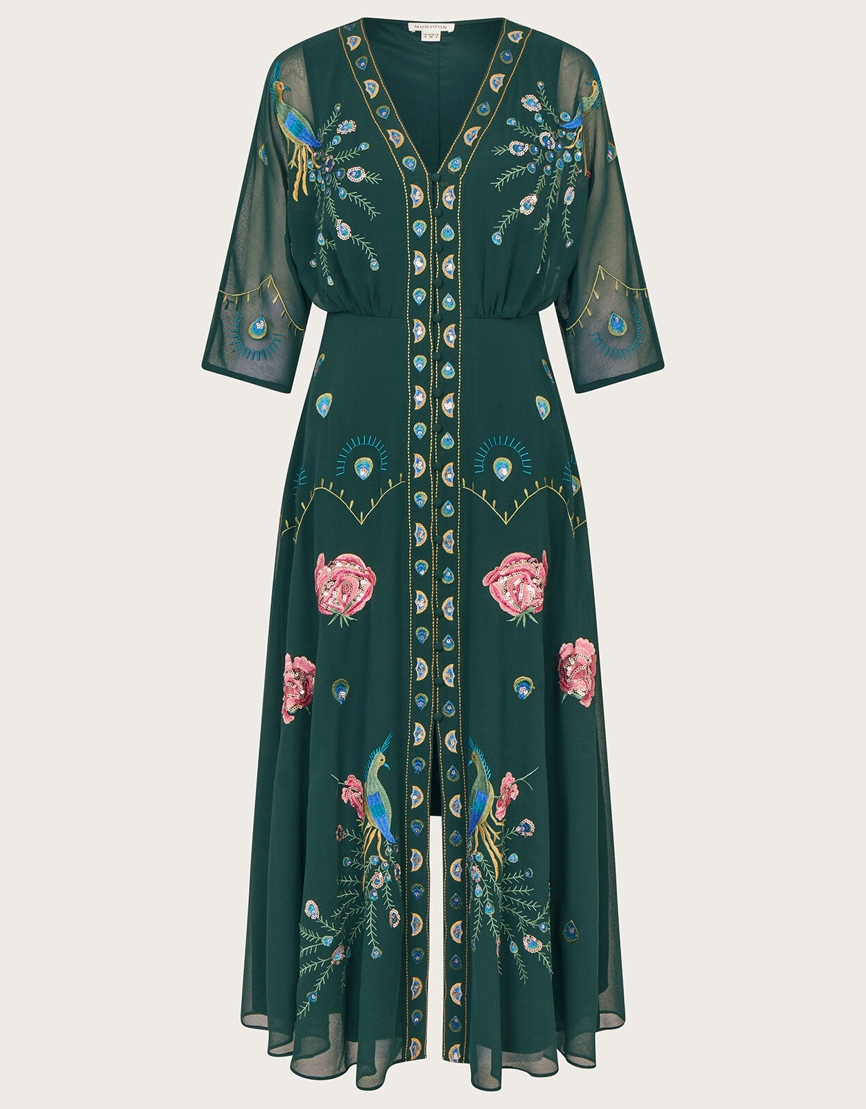 Perla Embellished Tea Dress Green