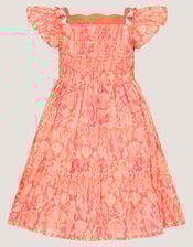 Embroidered Shell Print Dress, Pink (PINK), large