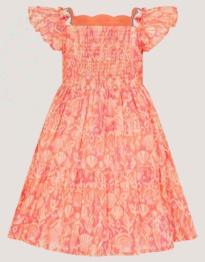 Embroidered Shell Print Dress, Pink (PINK), large