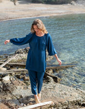 La Galeria Elefante Buddha Slouchy Trousers, Blue (TURQUOISE), large