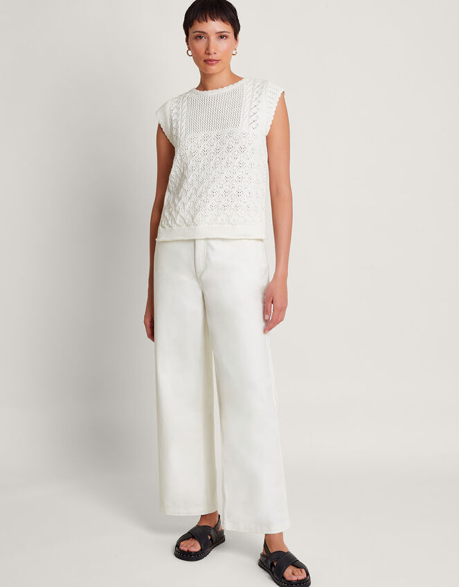 Sofia Stitch Knitted Vest, Ivory (IVORY), large