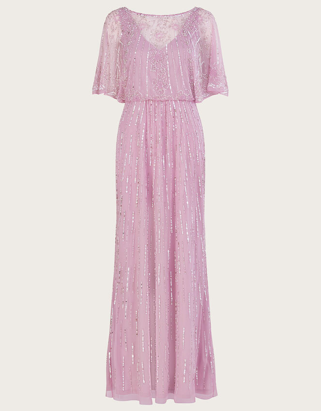Elizabeth Embellished Maxi Dress in Recycled Polyester, Pink (PINK), large