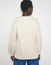 Lou Intarsia Bow Jumper, Ivory (IVORY), large