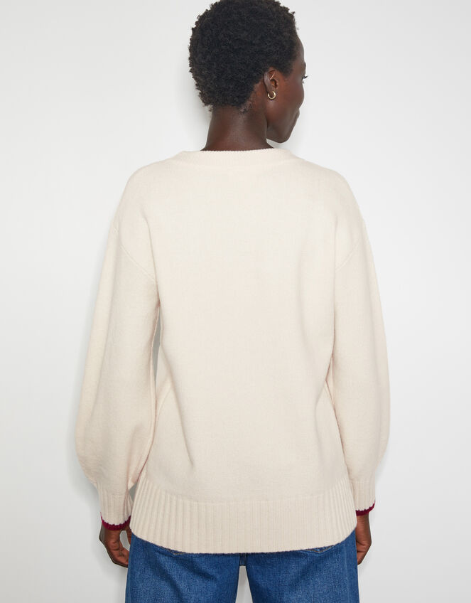 Lou Intarsia Bow Jumper, Ivory (IVORY), large