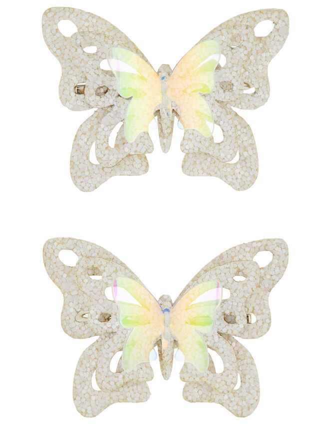 Leah Glitter Butterfly Hair Clips, , large