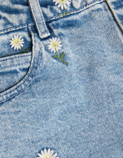 Daisy Embroidered Barrel Jeans, Blue (BLUE), large
