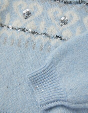 Sparkle Heart Jumper, Blue (BLUE), large