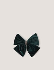 Velvet Bow Hair Clip, Green (GREEN), large