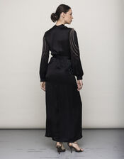 Tallulah and Hope Long Length Satin Maxi Dress, Black (BLACK), large