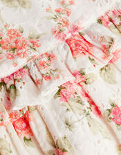 Newborn Rose Floral Broderie Dress and Briefs Set, Orange (CORAL), large
