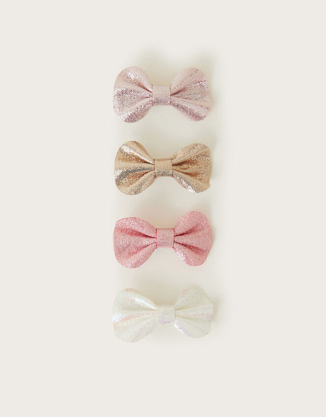 4-Pack Metallic Bow Hair Clips, , large
