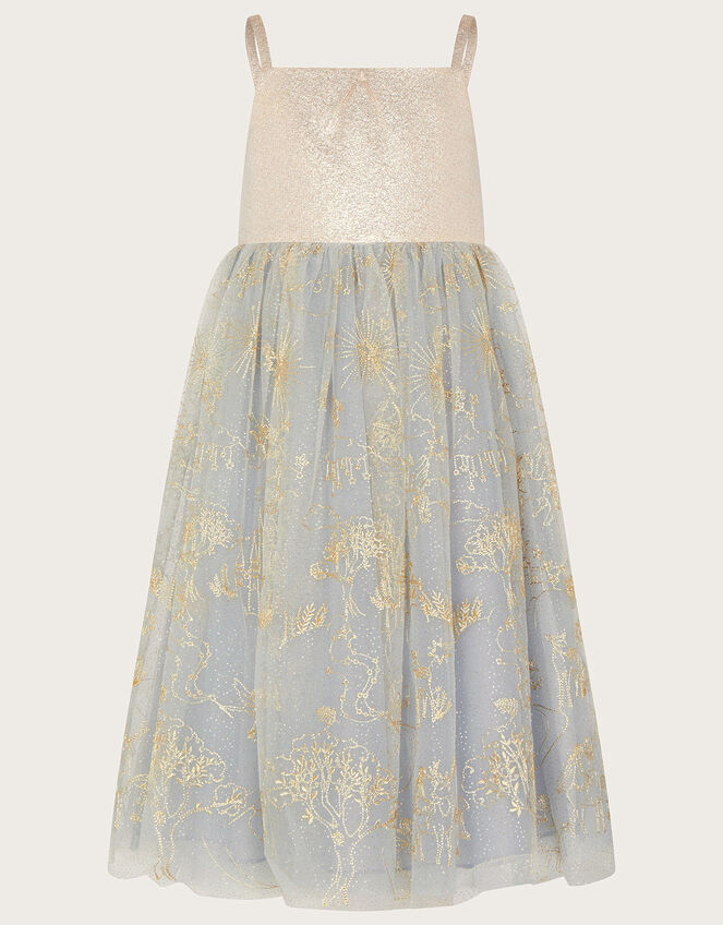 Land of Wonder Fairytale Embroidered Jacquard Dress, Grey (GREY), large